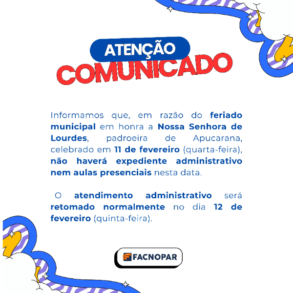 Comunicado feriado Apucarana