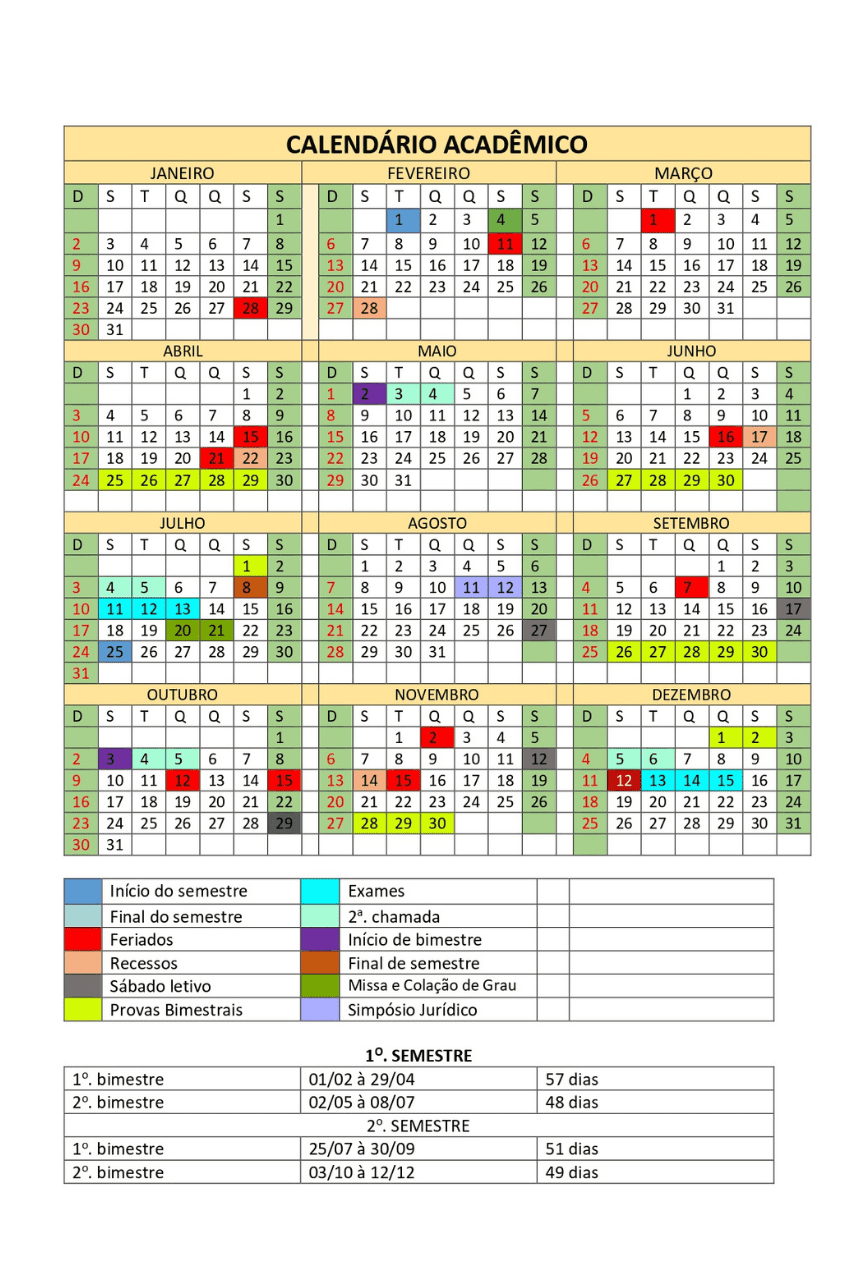 Calendário do Curso Administração