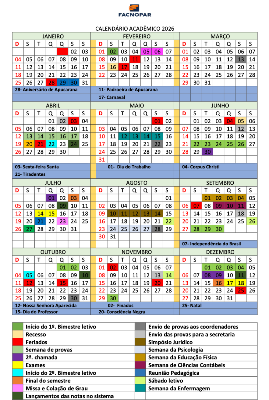 Calendário Acadêmico 2026