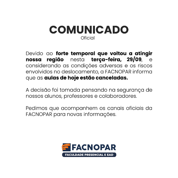 Comunicado Oficial prorrogação de aulas